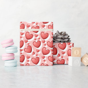 Sweet Red Heart Pattern Wrapping Paper Roll