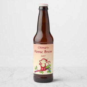 Sweet Red Monkey on Tree Branch Beer Label