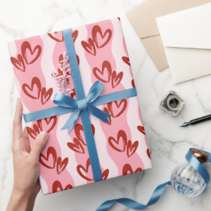 Sweet Red & Pink Hearts Wrapping Paper Roll