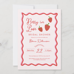 Sweet Red Strawberry Berry Love Bridal Shower Invitation