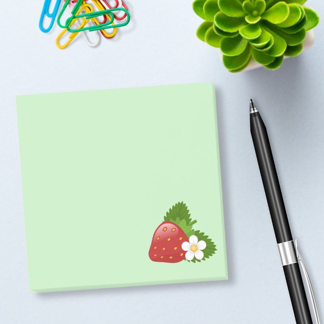 Sweet Red Strawberry on Green Post-it Notes (Creator Uploaded)