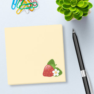 Sweet Red Strawberry on Yellow Post-it Notes