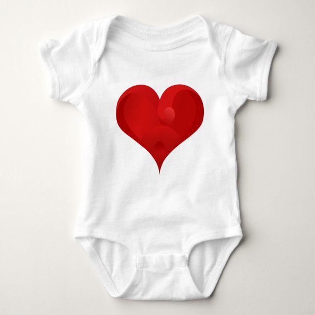 Sweet Red Valentine Love Heart Baby Bodysuit (Front)
