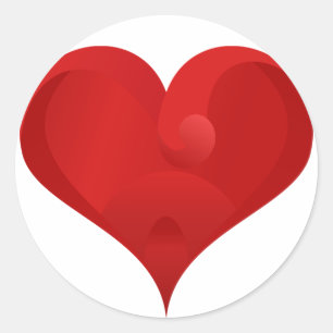 Sweet Red Valentine Love Heart Classic Round Sticker