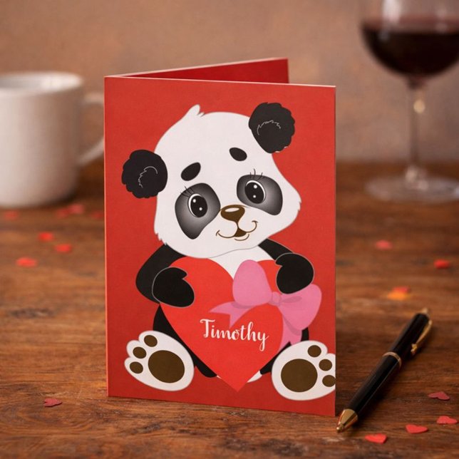 Sweet Red Valentine’s Day Card with Panda Design (Creator Uploaded)