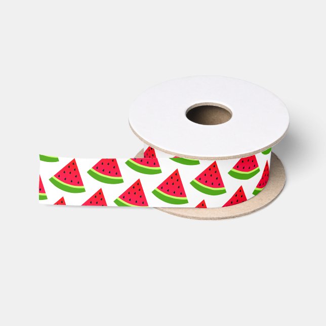 Sweet Red Watermelon Pattern Satin Ribbon (Spool)
