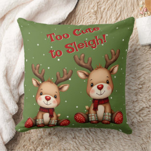 Sweet Reindeer Pair in Holiday Snowfall Cushion