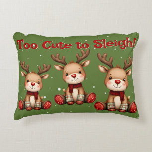 Sweet Reindeer Pair in Holiday Snowfall Decorative Cushion