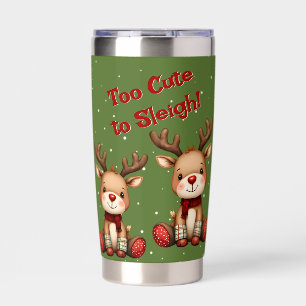 Sweet Reindeer Pair in Holiday Snowfall Insulated Tumbler