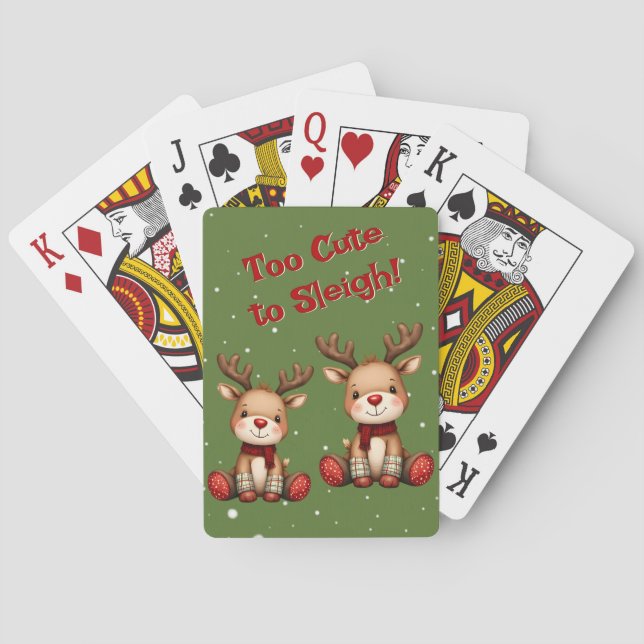 Sweet Reindeer Pair in Holiday Snowfall Playing Cards (Back)