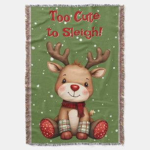 Sweet Reindeer Pair in Holiday Snowfall Throw Blanket