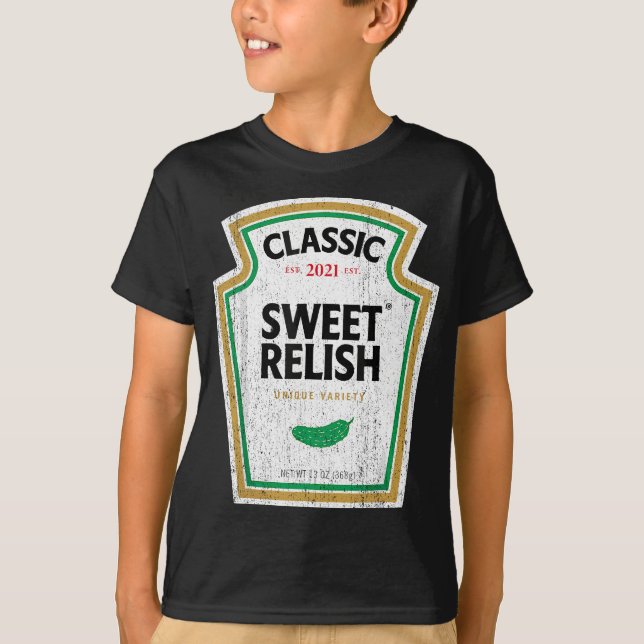 Sweet Relish DIY Halloween  Condiment Green Pickle T-Shirt (Front)