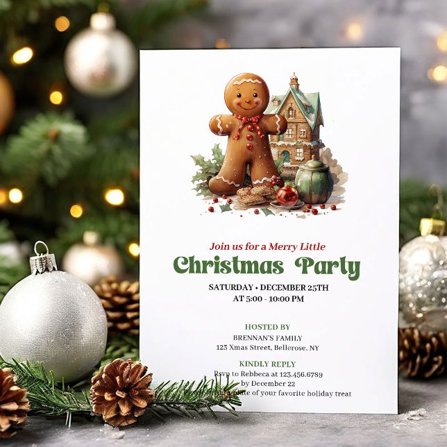 Sweet retro Christmas gingerbread man party invite (Sweet retro Christmas angel party invitation

)