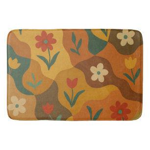 Sweet Retro Country Garden Pattern Bath Mat