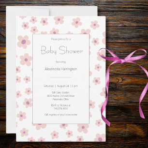 Sweet Retro Flowers Baby Shower  Invitation