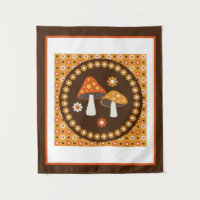 Sweet Retro Mushrooms and Flowers Poster