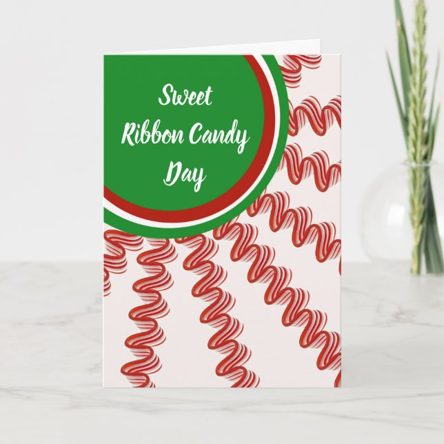 Sweet Ribbon Candy Day December 21 Christmas Sweet Holiday Card (Front)