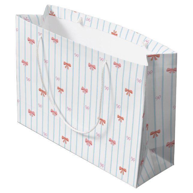 Sweet Ribbon Stripe Large Gift Bag (Back Angled)
