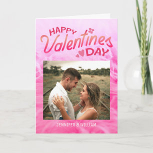 Sweet Romance Pink Fur Photo Valentine Day Card