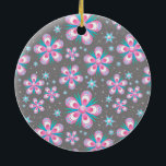 Sweet Romantic  Abstract Pink Flowers Pattern Ceramic Tree Decoration<br><div class="desc">Sweet Romantic  Abstract Pink Flowers Pattern</div>