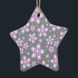 Sweet Romantic  Abstract Pink Flowers Pattern Ceramic Tree Decoration<br><div class="desc">Sweet Romantic  Abstract Pink Flowers Pattern</div>