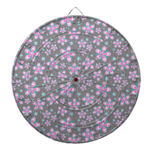 Sweet Romantic Abstract Pink Flowers Pattern Dartboard