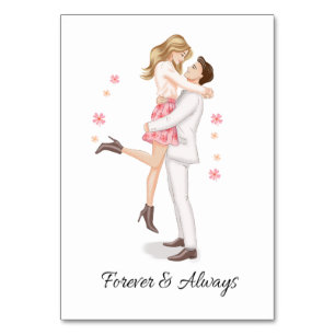 Sweet Romantic Couple Love Postcard Table Number