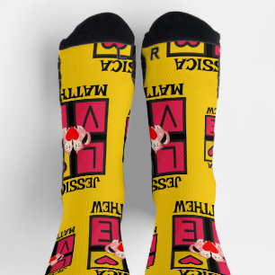  Sweet Romantic Happy Valentines Day Couple Name Socks