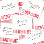 Sweet Romantic Love Notes Red Pink Sticky Notes<br><div class="desc">Add a sweet, personal touch to your notes with this fun, customisable notepad! Featuring the playful phrase "ok love you bye" in bold, alternating red and pink, this notepad is perfect for leaving romantic little reminders. Choose from a variety of colours, backgrounds, and personalise with a name or phrase to...</div>