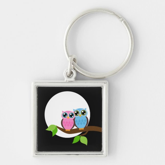 Sweet Romantic Owls Key Ring (Front)