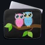 Sweet Romantic Owls Laptop Sleeve<br><div class="desc">Two owls perched on a branch.</div>