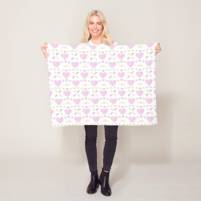 Sweet romantic valentine heart fleece blanket (In Situ)