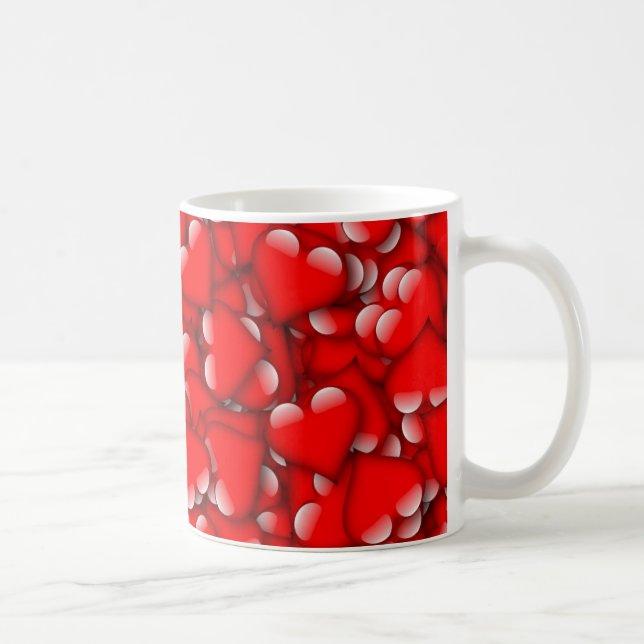 Sweet Romantic Valentine Love Hearts Red Coffee Mug (Right)