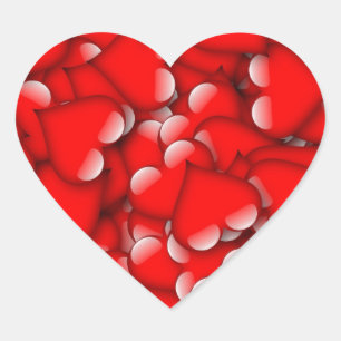 Sweet Romantic Valentine Love Hearts Red Heart Sticker