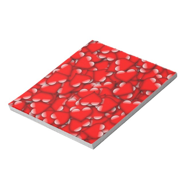 Sweet Romantic Valentine Love Hearts Red Notepad (Rotated)