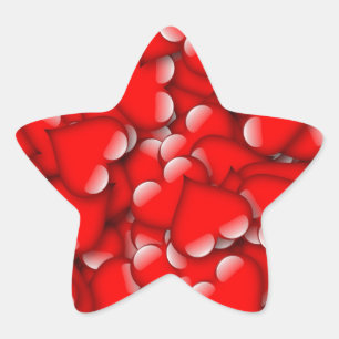 Sweet Romantic Valentine Love Hearts Red Star Sticker