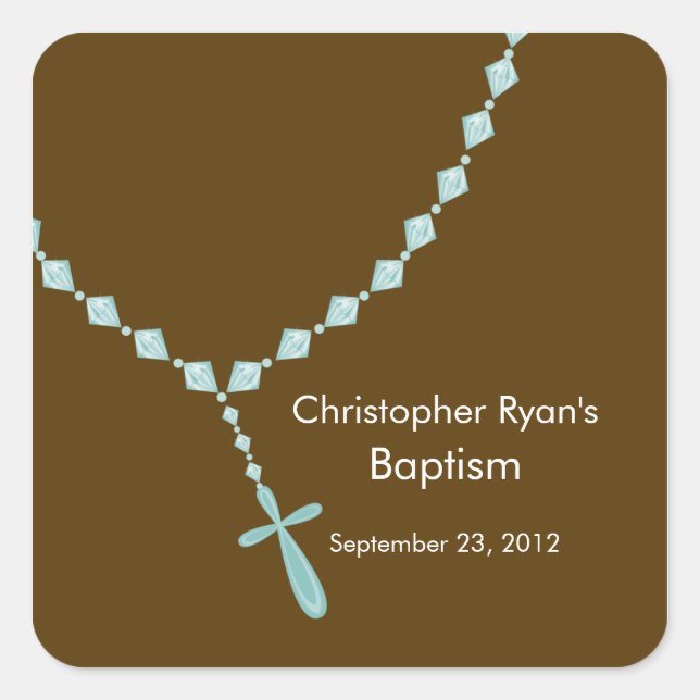 Sweet Rosary Beads Baptism Favour Seal Blue (Front)