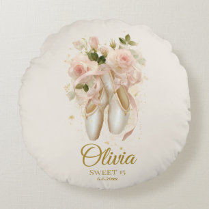 Sweet Rosé Ballet Soirée, custom Round Cushion