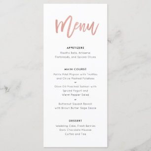 Sweet Rose Gold Modern Princess Wedding Menu