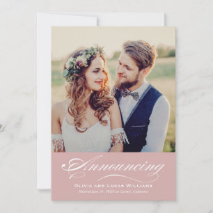 Sweet Rose Pink Calligraphy Reception Invitation