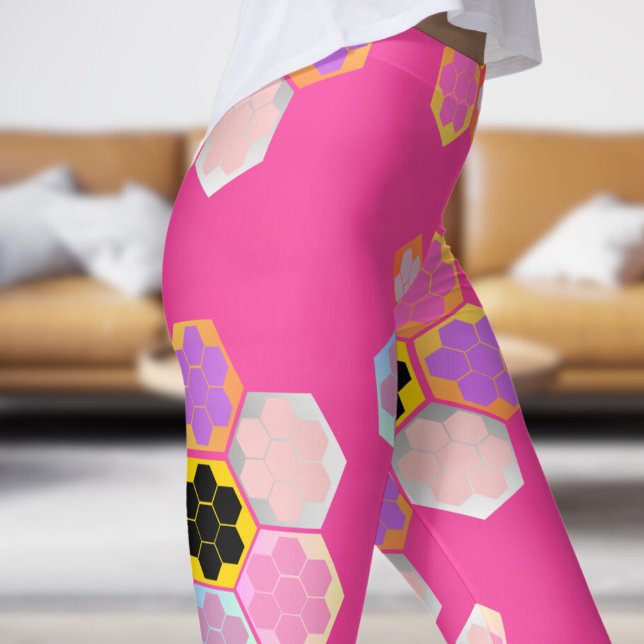 Sweet Rose Red Honey Colour Pattern Leggings (Honey Color - Rose Bonbon Leggings)