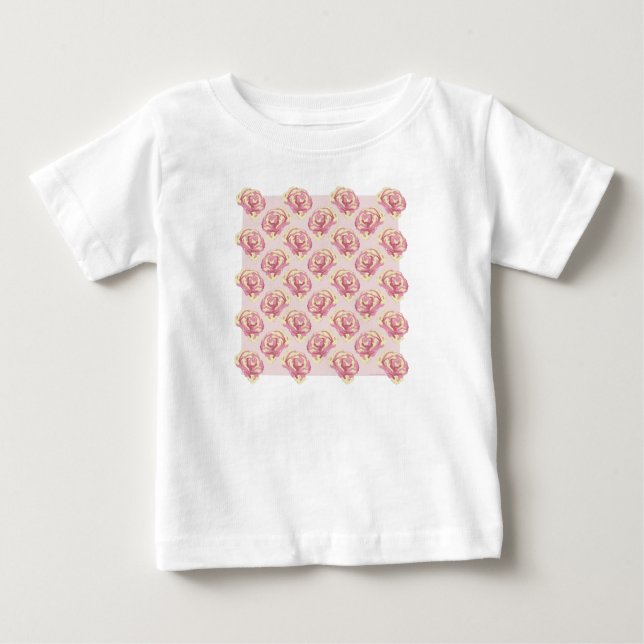 Sweet Roses Floral Butter & Piglet Baby T-Shirt (Front)