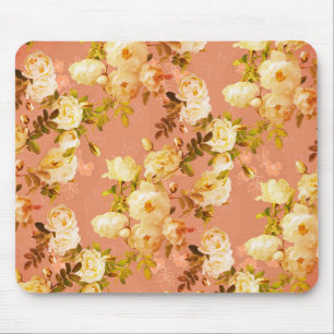 Sweet Roses on Orange Background Mouse Pad