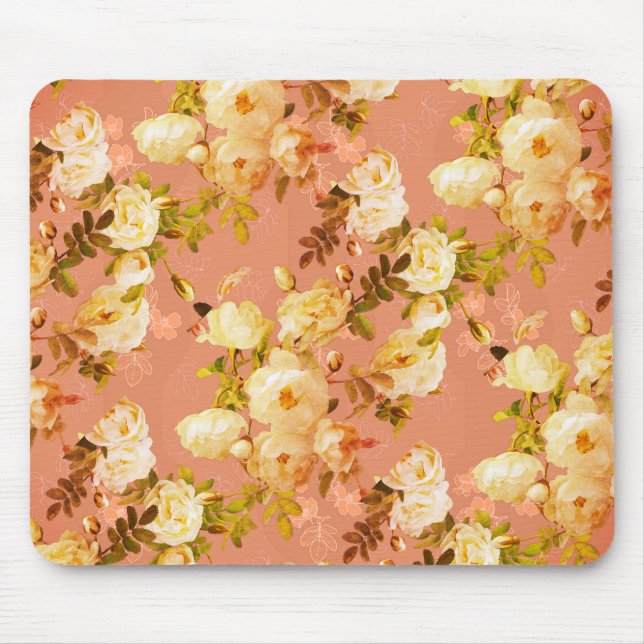 Sweet Roses on Orange Background Mouse Pad (Front)