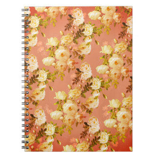 Sweet Roses on Orange Background Notebook