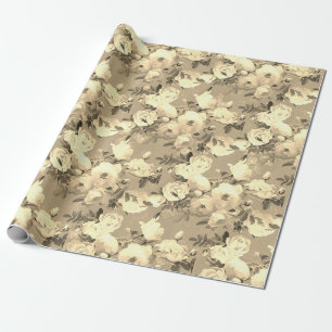 Sweet Roses on Sepia Wrapping Paper