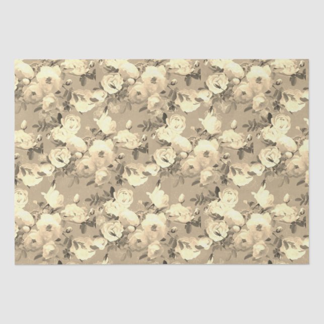 Sweet Roses on Sepia Wrapping Paper (Front)
