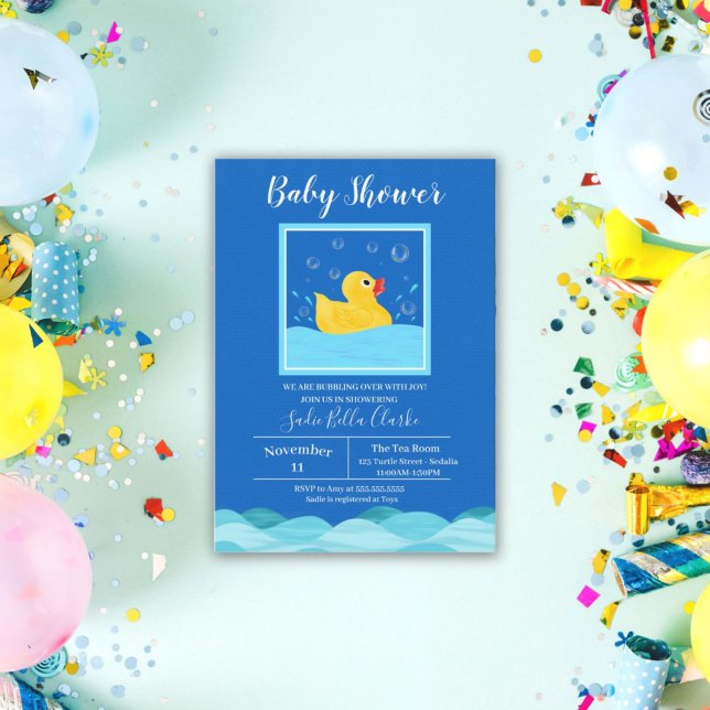 Sweet Rubber Ducky Bubbles Baby Shower Invitation (Creator Uploaded)