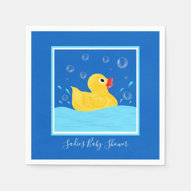 Sweet Rubber Ducky Bubbles Baby Shower Napkin (Front)