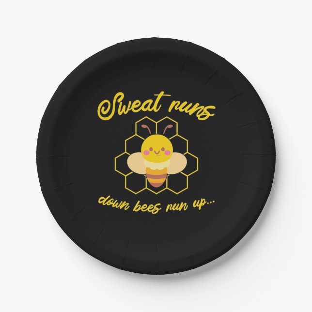Sweet Runs Down Bees Run Up Paper Plate (Front)